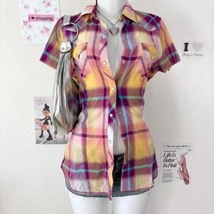 Multicolor‎ Plaid Pearl Snap Shirt – Tin Haul (Size S)
